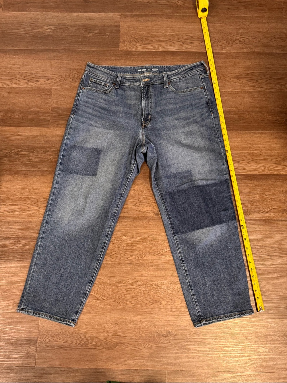 Old Navy High-Rise OG Loose Patchwork Ankle Jeans Medium Wash Size 18